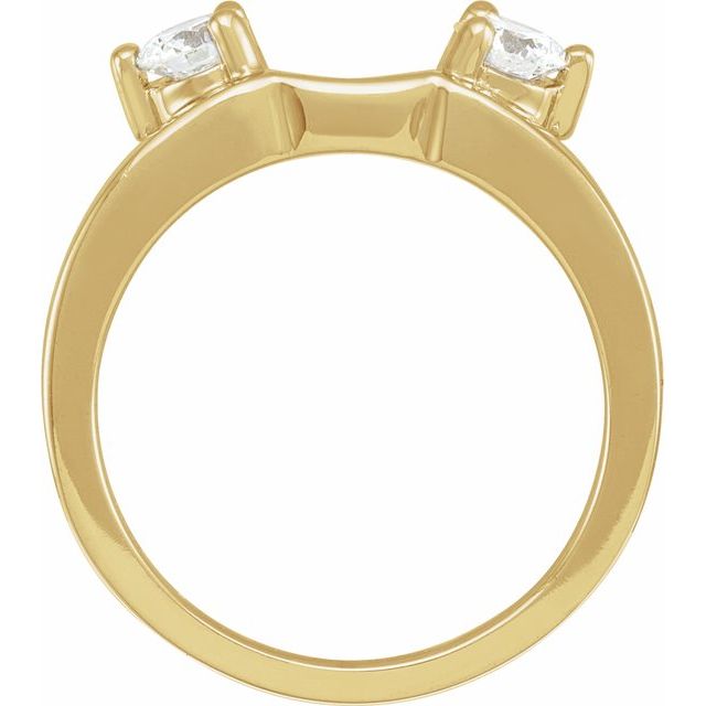 14K Yellow Gold Round 3 Mm Polished 1/5 Ctw Natural Diamond Ring Guard, Size 6