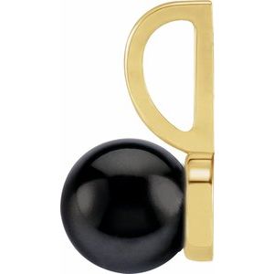 14K Yellow Gold Pearl 6 Mm Cultured Black Akoya Pearl Pendant
