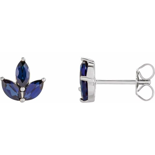 14K Yellow Or White Gold Marquise 5 X 2.5 Mm Friction Back Polished Natural Blue Sapphire Earrings