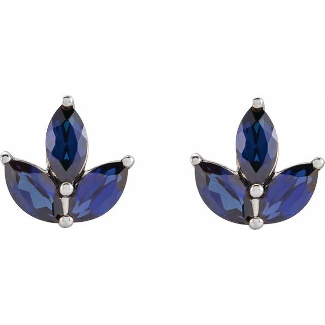 14K Yellow Or White Gold Marquise 5 X 2.5 Mm Friction Back Polished Natural Blue Sapphire Earrings