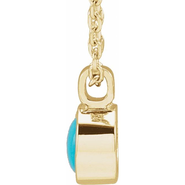 14K Yellow Gold Or Sterling Silver Round 4 Mm 16-18 In Polished Natural Turquoise Bezel-Set Necklace