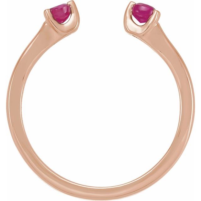 14K Yellow Or White Or Rose Gold Round 3 Mm Polished Natural Ruby Negative Space Ring, Size 7