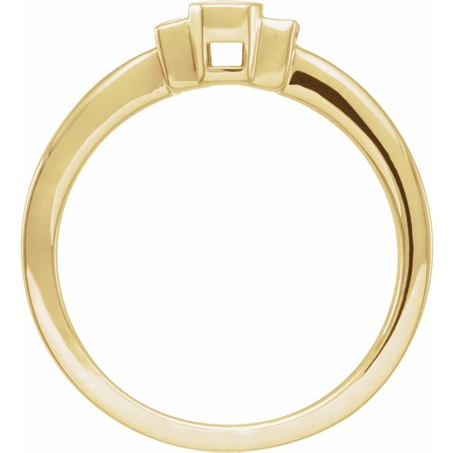 14K Yellow Gold Polished .08 Ctw Natural Diamond And White Enamel Ring, Size 7
