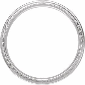 14K White Gold 6 Mm Polished Rope Edge Band Size 10