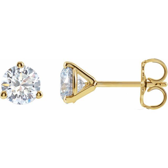 14K Yellow Or White Gold Round Si1-Si2, G-H Friction 3-Prong Polished Lab-Grown Diamond Stud Earrings
