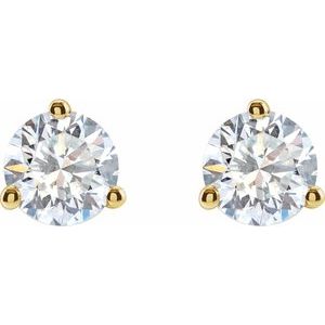 14K Yellow Gold Round 5.5Mm Vs, F+ 1 1/4 Ctw Lab-Grown Diamond 3-Prong Friction Back Stud Earrings
