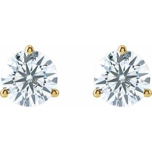 14K Yellow Gold Round 7Mm Vs, F+ 2 1/2 Ctw Lab-Grown Diamond 3-Prong Friction Back Stud Earrings