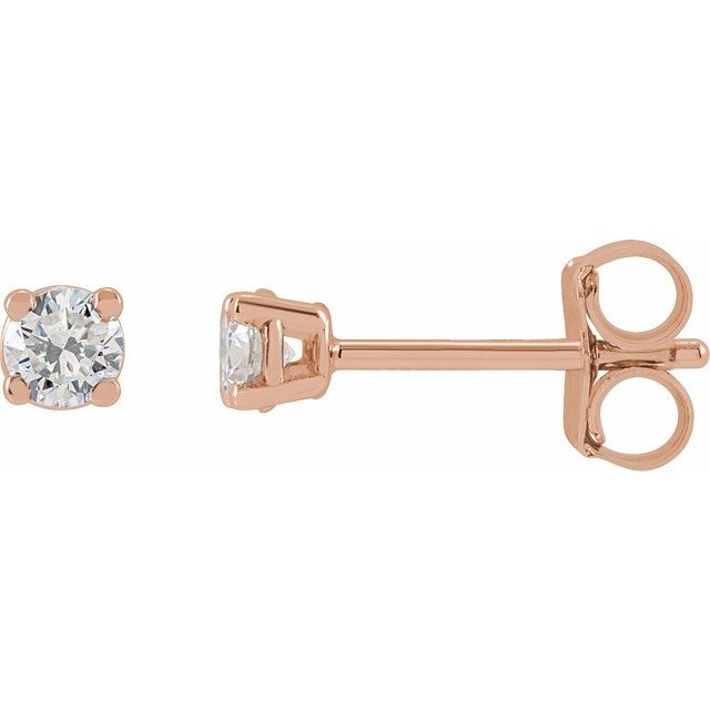 14K White Or Rose Gold Round I1, G-H Friction 4-Prong Natural Diamond Stud Earrings
