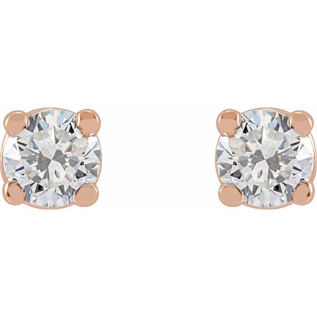 14K White Or Rose Gold Round I1, G-H Friction 4-Prong Natural Diamond Stud Earrings
