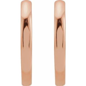 14K Yellow Or White Or Rose Gold Or Sterling Silver Pair Hinged Polished Hoop Earrings, Length 15 Mm, Thickness 1.65 Mm