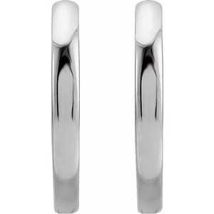 14K Yellow Or White Or Rose Gold Or Sterling Silver Pair Hinged Polished Hoop Earrings, Length 15 Mm, Thickness 1.65 Mm