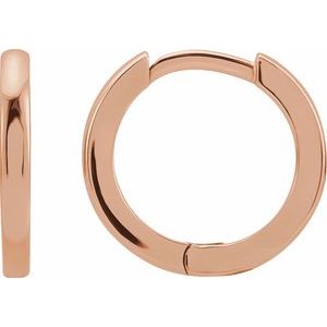 14K Yellow Or White Or Rose Gold Or Sterling Silver Each Hinged Polished Hoop Earring, Length 15 Mm, Thickness 1.65 Mm