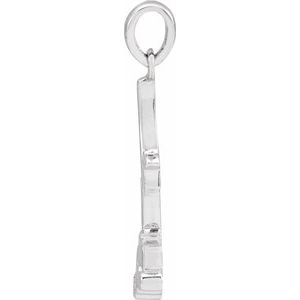 Sterling Silver 22.36 X 6.73 Mm Polished Rose Pendant With Stem