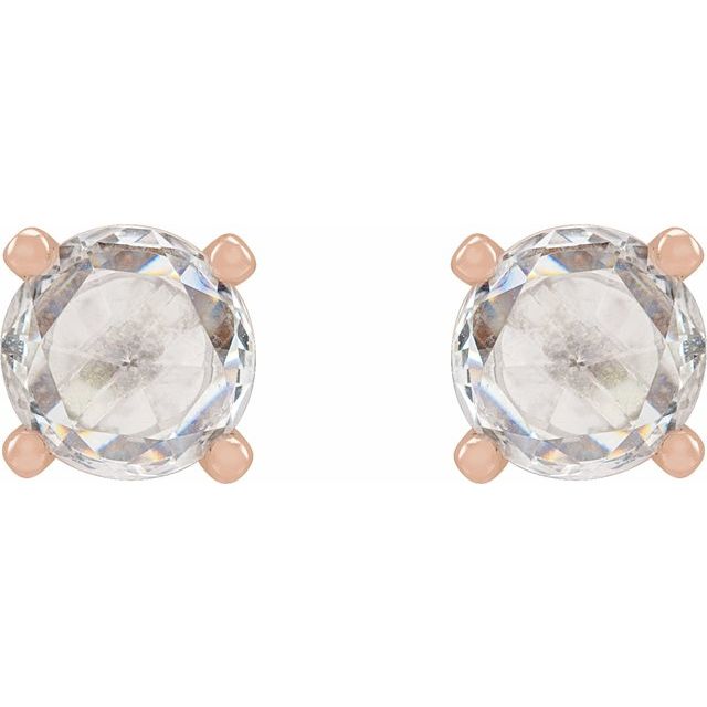 14K White Or Rose Gold 4 Mm Round Friction Back Polished 1/4 Ctw Rose-Cut Natural Diamond Basket Earrings
