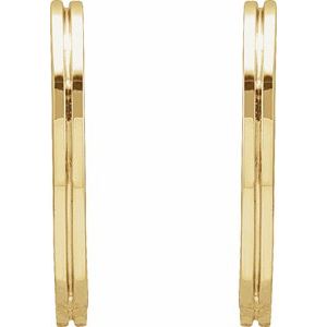 14K Yellow Gold Pair Hoop Earrings, Length: 15 Mm, Thickness: 1.4 Mm