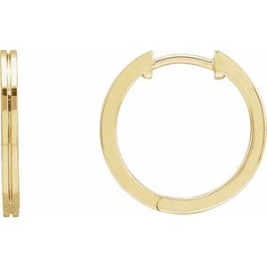 14K Yellow Gold Pair Hoop Earrings, Length: 15 Mm, Thickness: 1.4 Mm
