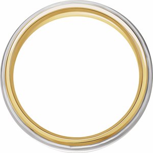 14K Yellow/White Gold 6 Mm Polished Half Round Diamond Edge Inlay Band Size 9.5