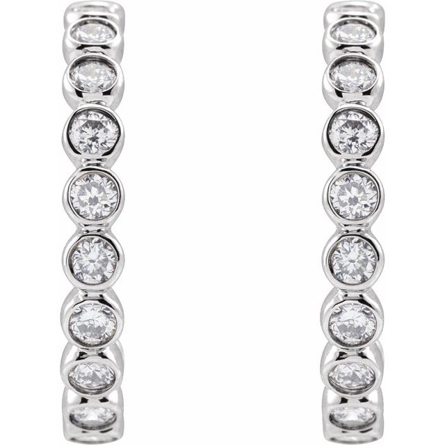 14K Yellow Or White Gold Round 14 Mm 2.2 Mm 1.5Mm Vs, F+ Pair Friction Back Polished 3/8 Ctw Lab-Grown Diamond Hoop Earrings