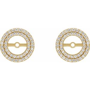 14k Yellow Gold Polished Natural Diamond Earring Jackets