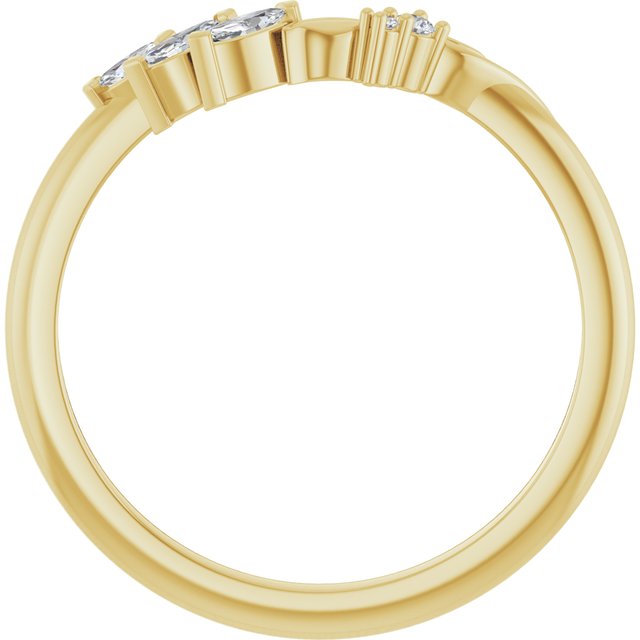 14K Rose Or Yellow Or White Gold Polished 1/8 Ctw Natural Diamond Asymmetrical Contour Band, Size 7