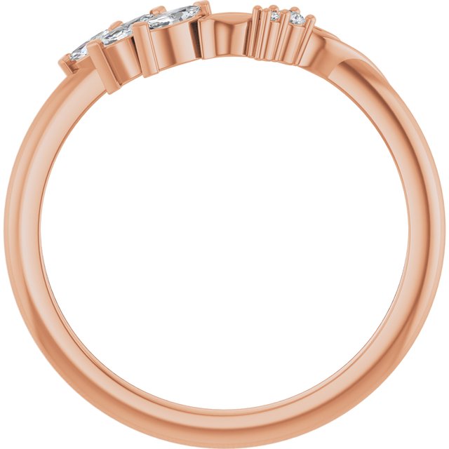 14K Rose Or Yellow Or White Gold Polished 1/8 Ctw Natural Diamond Asymmetrical Contour Band, Size 7