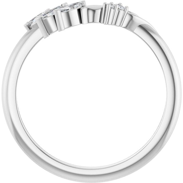 14K Rose Or Yellow Or White Gold Polished 1/8 Ctw Natural Diamond Asymmetrical Contour Band, Size 7
