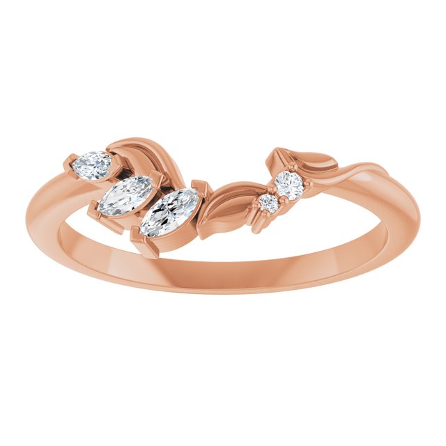 14K Rose Or Yellow Or White Gold Polished 1/8 Ctw Natural Diamond Asymmetrical Contour Band, Size 7