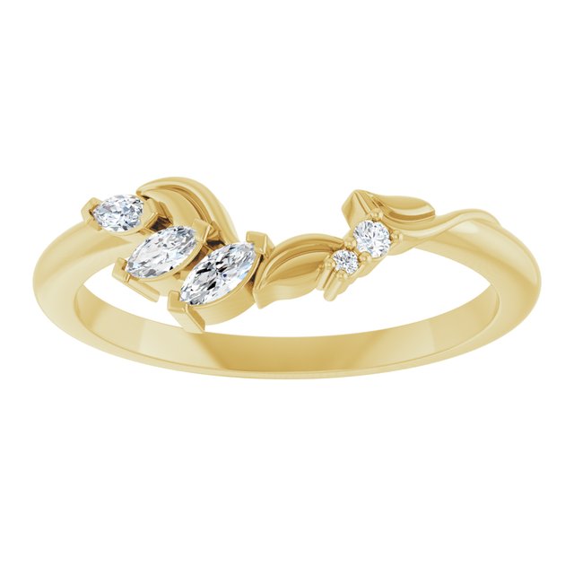 14K Rose Or Yellow Or White Gold Polished 1/8 Ctw Natural Diamond Asymmetrical Contour Band, Size 7
