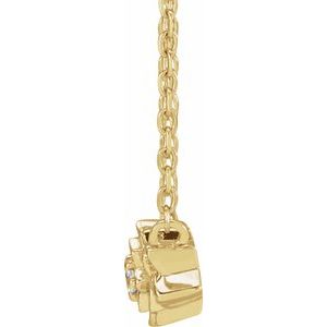 14K Yellow Gold Round 1.5Mm G-H I1 .015 Ct Natural Diamond Flower Necklace, Length: 18 In