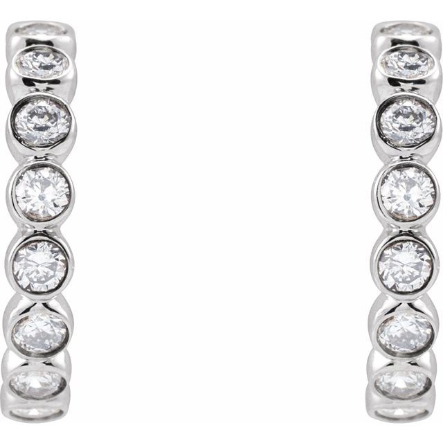 14K Yellow Or White Gold Round 11.1 Mm 2.2 Mm 1.5Mm Vs, F+ Pair Friction Back Polished 1/3 Ctw Lab-Grown Diamond Hoop Earrings