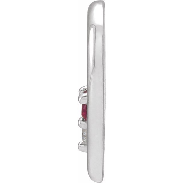 14K White Gold Round 2Mm I1, G-H Polished Natural Ruby And .015 Ct Natural Diamond Heart Pendant