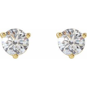 14K Yellow Gold Round 4Mm I1, G-H 1/2 Ctw Natural Diamond 3-Prong Friction Back Earrings