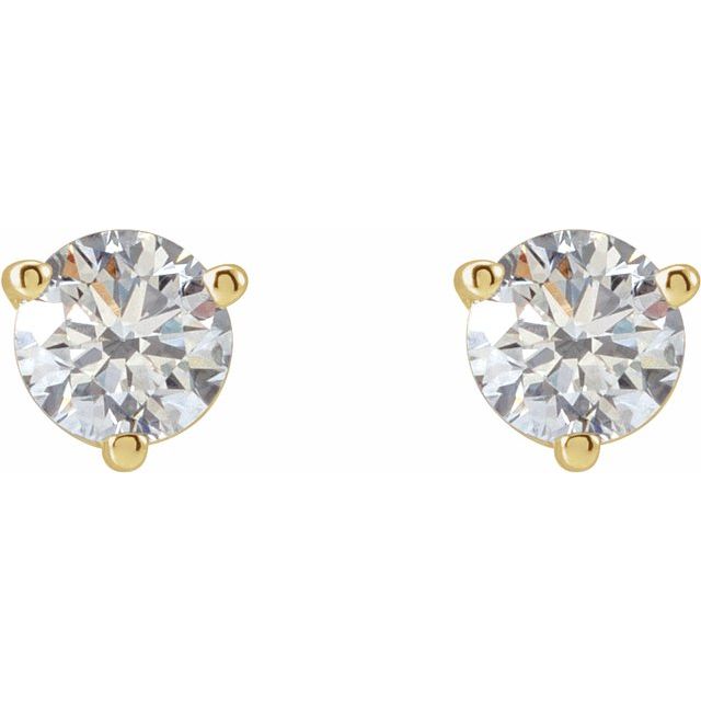 14K Yellow Gold Round Pair 4Mm Si1-Si2, Gh Friction 3-Prong Polished 1/2 Ctw Lab-Grown Diamond Earrings