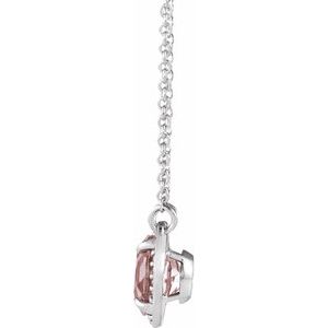 14K White Gold Round 6Mm G-H I1 Natural Morganite And .04 Ctw Natural Diamond Necklace, Length: 16 In