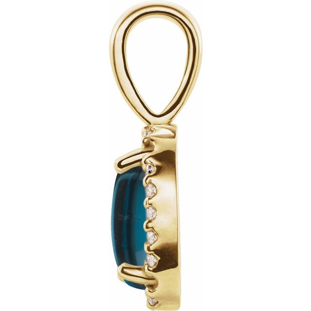 14K Yellow Gold Oval 6 X 4Mm I1, G-H Polished Natural Opal And .04 Ctw Natural Diamond Halo-Style Pendant