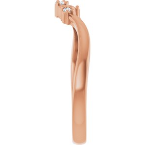 14K Rose Gold Set Natural Diamond Oval All Sizes Si2-Si3, G-H :: 0.04 Ctw Polished .04 Ctw Natural Diamond Matching Band