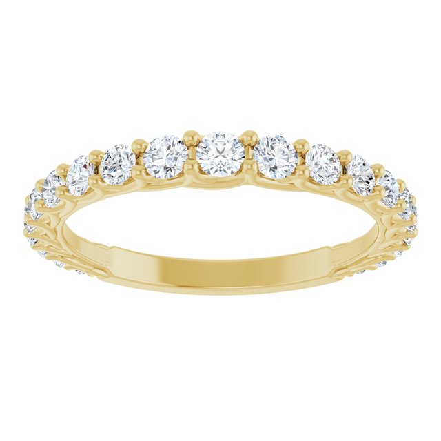 14K Yellow Or White Or Rose Gold Or Platinum Round I1, G-H Polished Lab-Grown Diamond Matching Band, Size 7