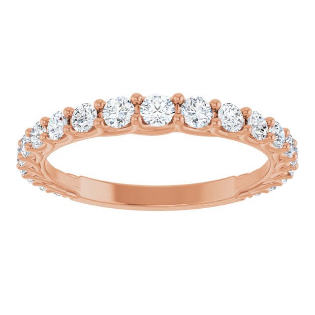 14K Yellow Or White Or Rose Gold Or Platinum Round I1, G-H Polished Lab-Grown Diamond Matching Band, Size 7