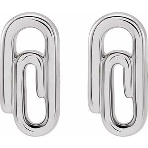 Sterling Silver Paperclip Stud Earrings