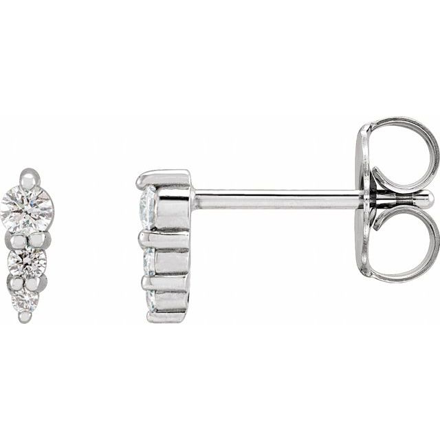 14K Yellow Or White Gold 3-Stone 2Mm I1, Gh Polished .08 Ctw Natural Diamond Three-Stone Graduated Earrings