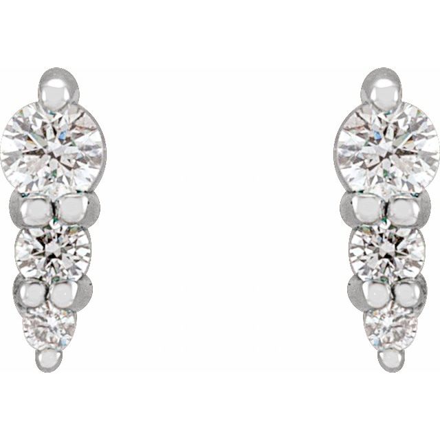 14K Yellow Or White Gold 3-Stone 2Mm I1, Gh Polished .08 Ctw Natural Diamond Three-Stone Graduated Earrings