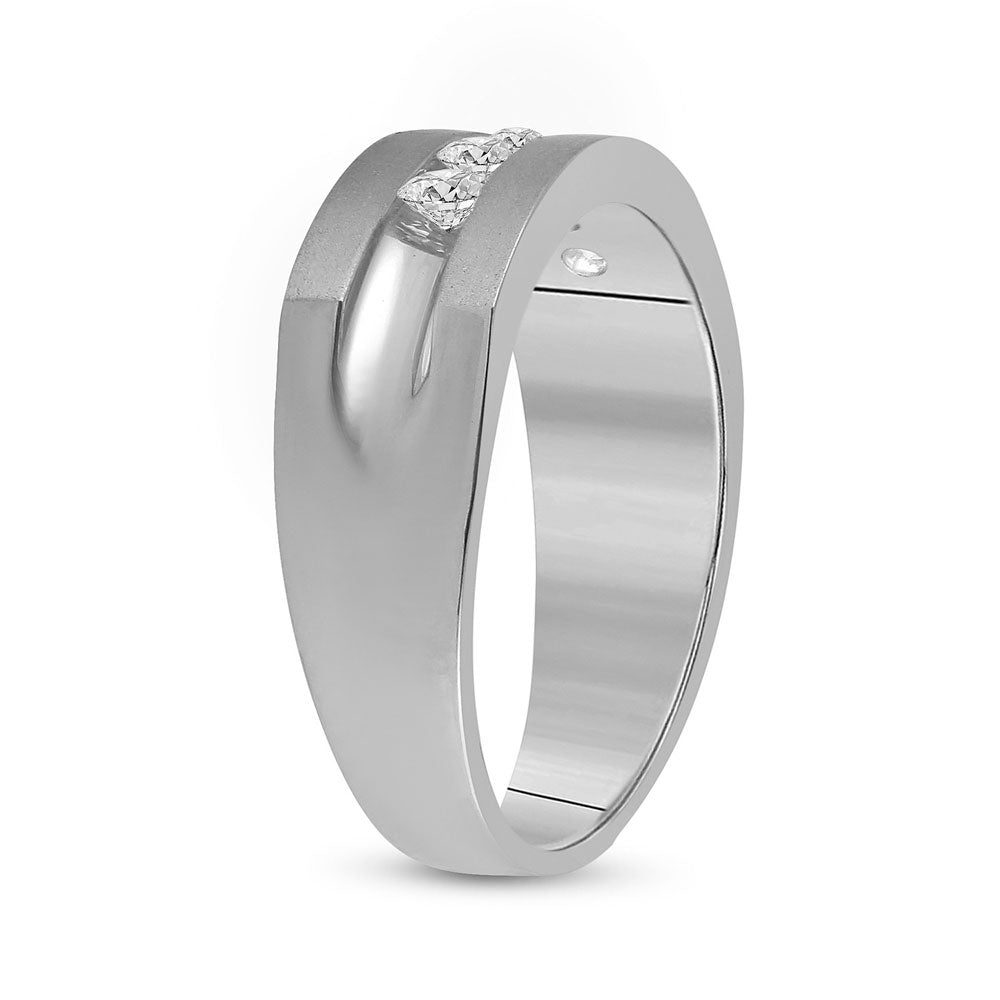 14K White Gold Mens Round Diamond Wedding 5-Stone Band Ring 1/2 Cttw, Mens Size: 7-13