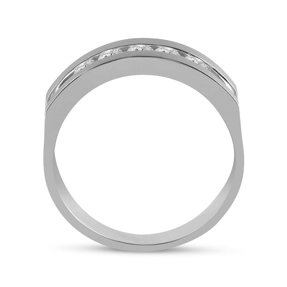 14K White Gold Mens Round Diamond Wedding 5-Stone Band Ring 1/2 Cttw, Mens Size: 7-13
