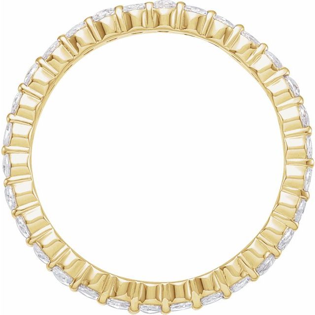 14K Yellow Gold Round 2 Mm Vs/Si1, Ghi Polished 1/2 Ctw Natural Diamond Eternity Band, Size 4.5