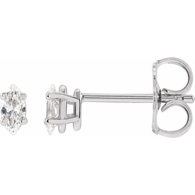 14K Yellow Or White Gold Marquise 4 X 2Mm I1, Ghi Friction 4-Prong Polished 1/8 Ctw Natural Diamond 4-Prong Wire Basket Earrings