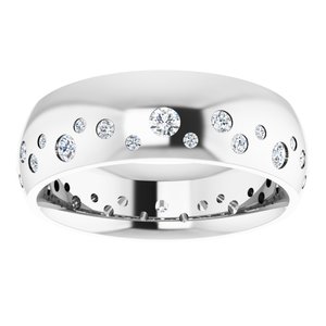 14K White Gold Round G-H Si2-Si3 3/8 Ctw Natural Diamond Band Size 6