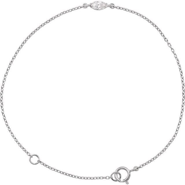 14K Yellow Or White Gold Marquise 6 X 3Mm :: 1/4 Ct Si, Ghi 6 1/2-7 1/2 In Polished 1/4 Ct Lab-Grown Diamond Bracelet