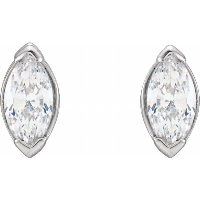 14K White Gold Marquise 6 X 4Mm Si, Ghi Friction 2-Prong Polished 1/2 Ctw Lab-Grown Diamond Stud Earrings