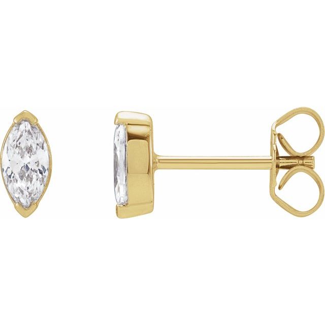 14K Yellow Gold Marquise 5 X 3Mm Si, Ghi Friction Back 2-Prong Polished 1/3 Ctw Lab-Grown Diamond Stud Earrings