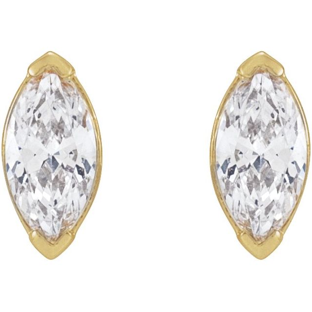 14K Yellow Gold Marquise 5 X 3Mm Si, Ghi Friction Back 2-Prong Polished 1/3 Ctw Lab-Grown Diamond Stud Earrings